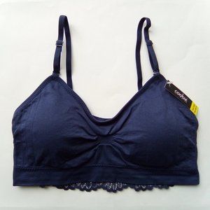 Coobie Lace Back Seamless Scoopneck Bra, Navy